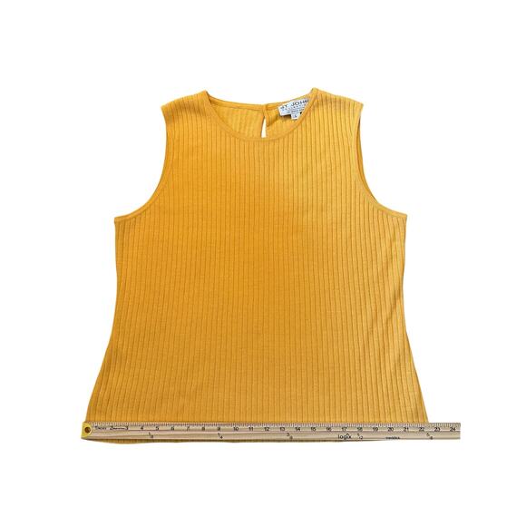 EUC St. John Collection Yellow Ribbed Knit Sleeveless Top Size L LuxuryFashion - Picture 2 of 8